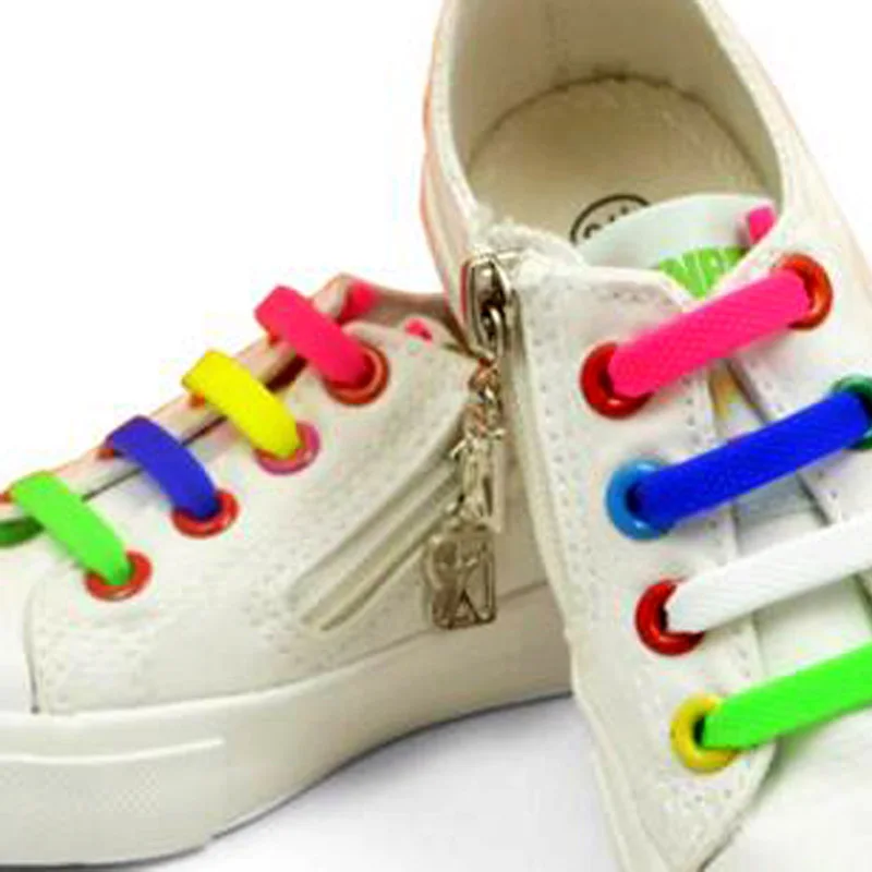 JUP 3 Sets (48Root) Colorful Yellow Purple Green Lazy Shoelace Laces Buckle Flat Square Bracelet Canvas Leisure Sports Shoelace