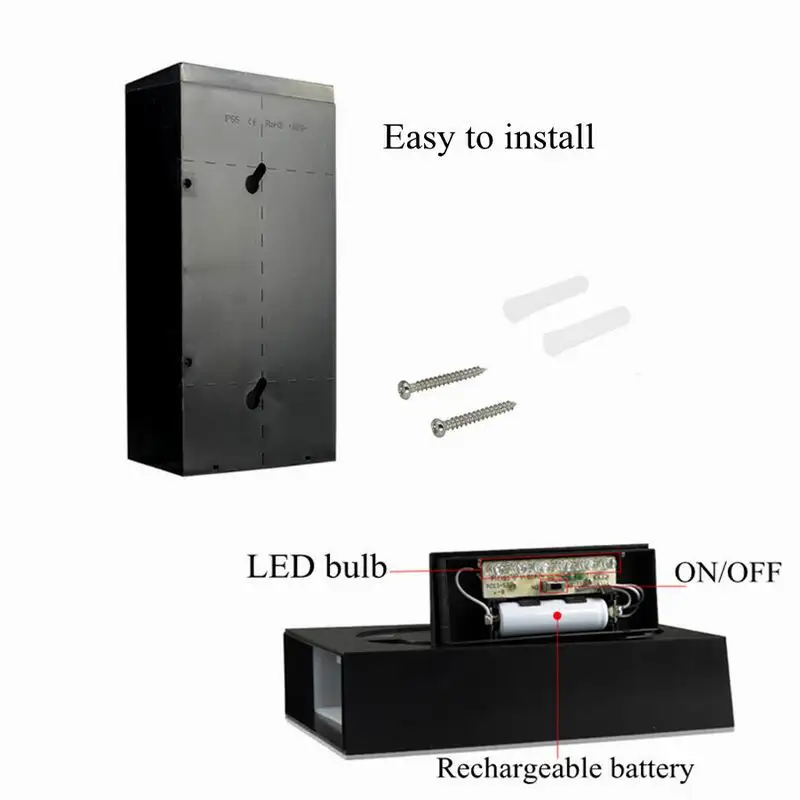 Chiclits LED Solar Powered Wall Mount Light 6 LED Bulb Illumination Doorplate Lamp House Number Porch Lights With Solar Battery (6)