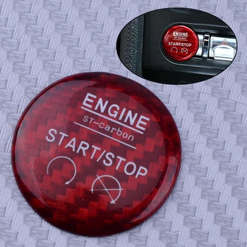 

DWCX 1Pc Red Carbon Fiber Car Start Stop Switch Button Cover Trim Fit for Ford Mustang 2015 2016 2017 2018