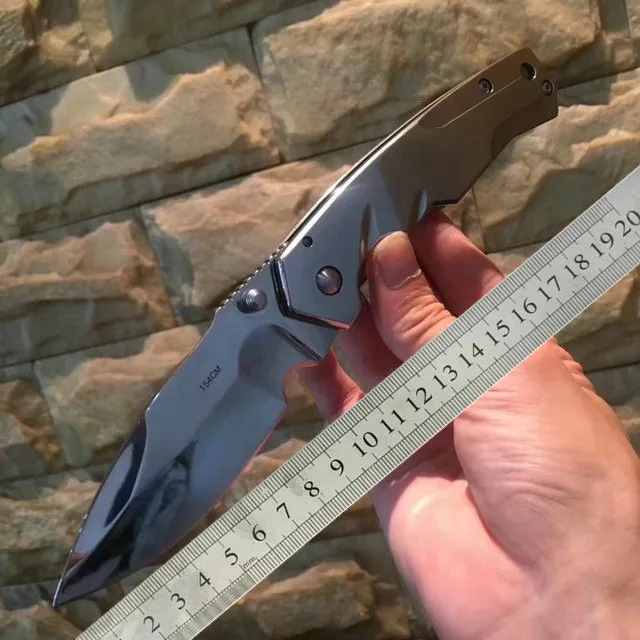 154CM Folding Knife mirror light 440C Blade All Steel Handle Survival Tactical Military Outdoor Knives Pocket Camping Knife EDC