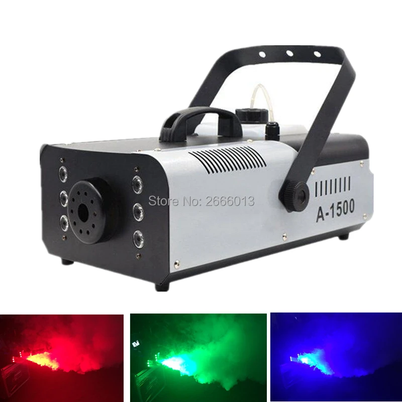 

1500W Fogger RGB 3in1 LED Fog Machine Remote And Wire Control Stage Smoke Machine With 6pcs LED Lights Professional DJ Lighting