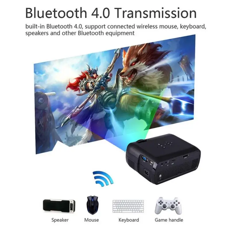 

LED Projector Mini Home Theater 1080P Full HD HDMI Bluetooth WIFI LED Projector Video Media Player Black AU