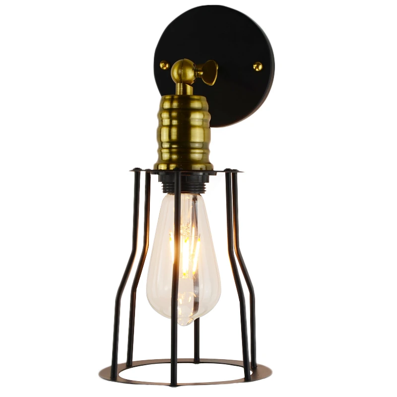 LAIDEYI Vintage Iron American Wall Lamp Modern Black Wall Lights For Bedroom Hallway Sconce