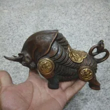 Редкий Старый 18C Тибет бронза Запуск bull статуя/скульптура, лучшая коллекция и украшения