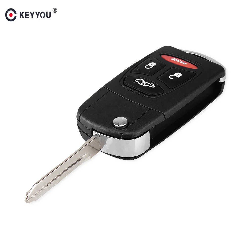 

KEYYOU Remote Key Shell Case 4 Buttons For Dodge Jeep Commander Grand Cherokee Chrysler Aspen 300 Fob Car Key Cover