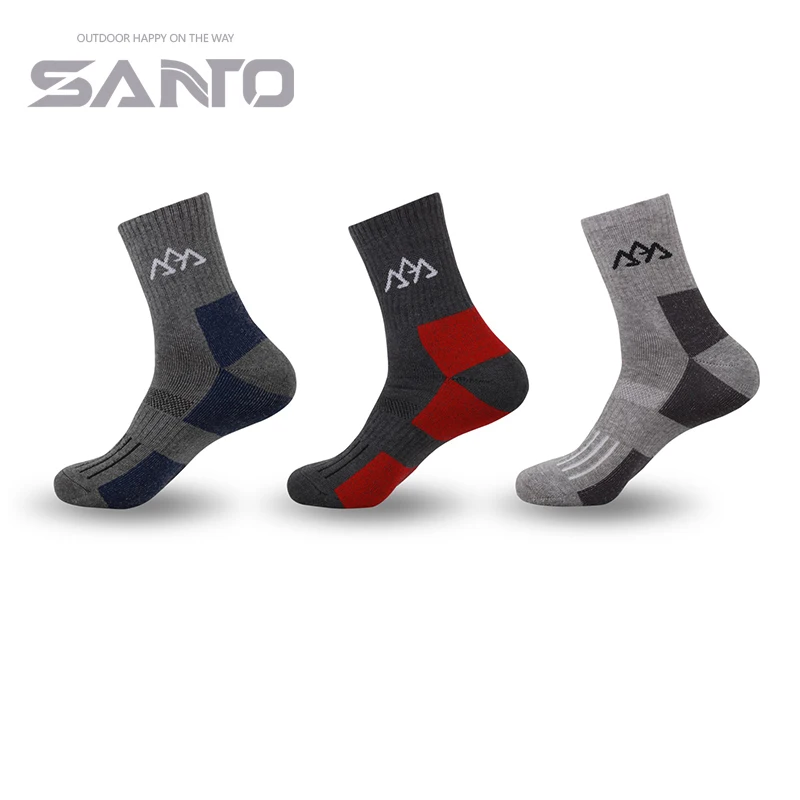 

SANTO Sport Socks Cotton Professional hiking Socks Comfortable Sweat Quick Dry outdoor socks size 39 to 43 climbing camping sock