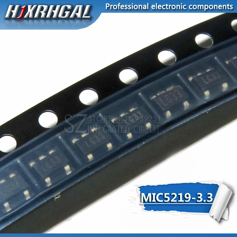 Tela 10pcs MIC5219-3.3BM5 SOT23 MIC5219-3.3YM5 LG33 SOT23-5