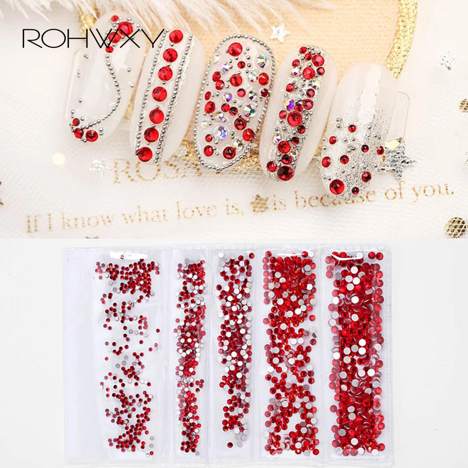 

ROHWXY Nail Art Decorations For Manicure Charm Rhinestones Nail Accessories All For Nail Design 3D Nail Crystals Stones Supplies