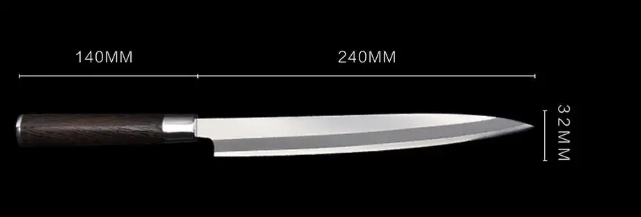 Японский Нож для суши, кухонный сашими янагиба, немецкая нержавеющая сталь, резкость, Кливер для нарезки рыбы, лосося, мяса, филе 10.1.3G