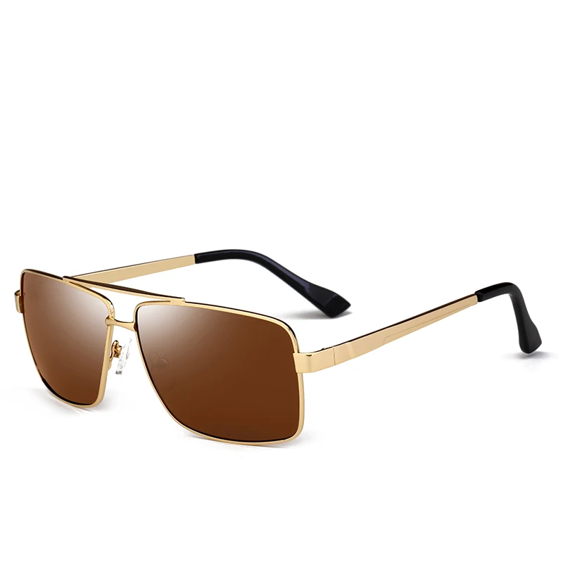 Мужские поляризованные солнцезащитные очки с золотой оправой из нержавеющей стали Goggel Размер: 60-43-140мм