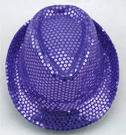 9 шт, для взрослых, унисекс, в виде Bling Джаз шапки магическое шоу Шляпа Блесток фетровая шляпка шерстяная, шапки для мужчин и женщин для уличных танцев Детский костюм для вечеринок в стиле «хип-хоп» D201 - Цвет: purple