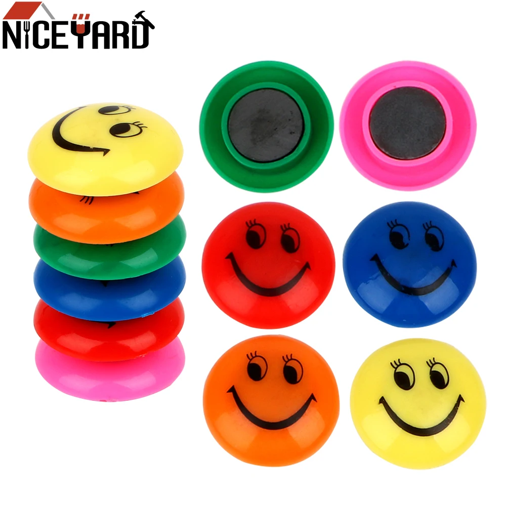 

12pcs/lot Smiling Face Fridge Magnet Colorful Circular Plastic Message Board Sticker Refrigerator Magnets Home Decoration