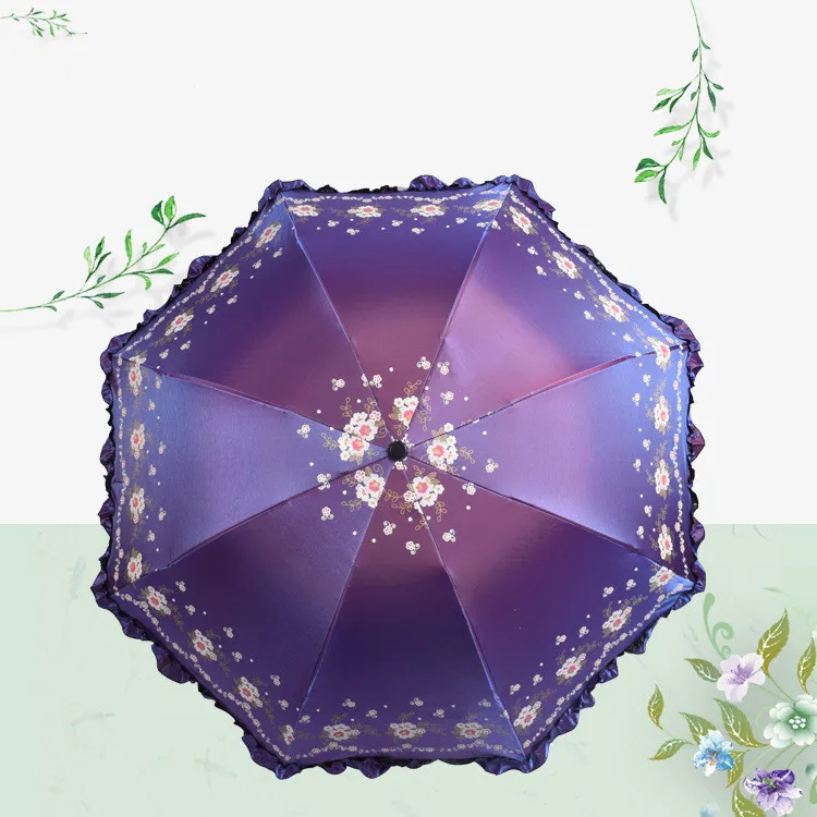 

Goddess Outdoor Creative Skirt Lace Umbrellas Lace Vinyl Sunscreen Folding Umbrella Multicolor Shade Six Colors Beautiful Gift