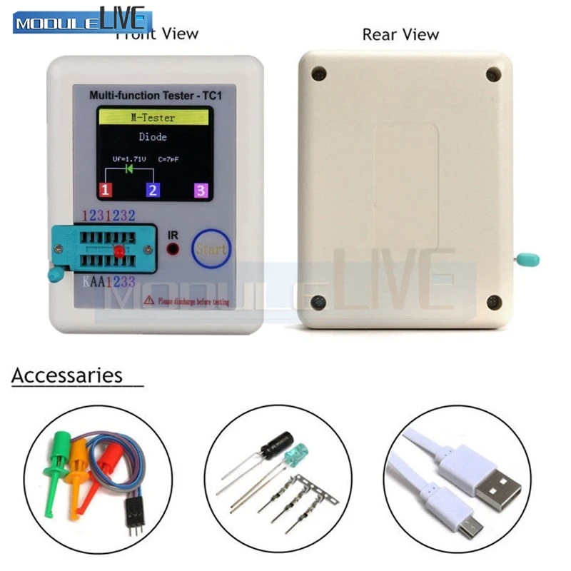 

Transistor Tester TFT TC-1 Diode Triode Capacitance Meter LCR ESR meter NPN PNP MOSFET IR Multifunction tester multimeter