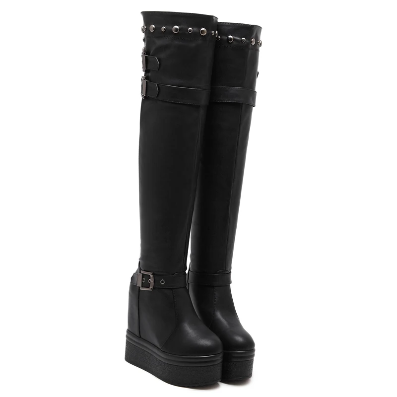 wedge heel tall boots