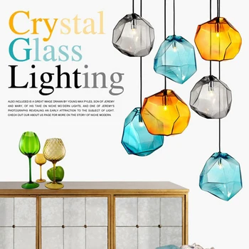 

Nordic NEW three stone pendant lights creative personality lounge dining room lights LED color glass hanging lamps FG181