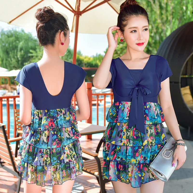 2XL 6XL Big Cup Plus Size Swimsuit One Piece for Women Short Sleeve