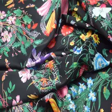 Черный Белый 2 цвета Сад Цифровая живопись атласная плюшевая ткань для платья дешевые ткани tissu au метр потертый шик DIY Китай