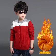 Вязаный свитер для мальчиков, Толстая теплая зимняя одежда года, детский пуловер 10 12 лет