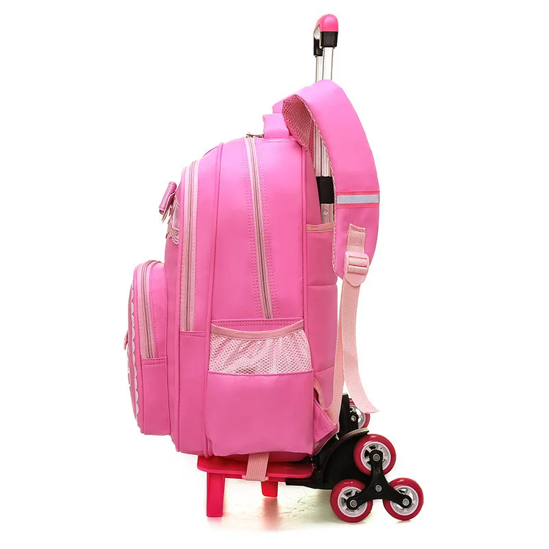 Школьные рюкзаки с рисунками из мульфильмов с 2/6 колесами, школьная сумка-тележка для девочек, рюкзак, съемная детская Скалка, водонепроницаемая дорожная сумка