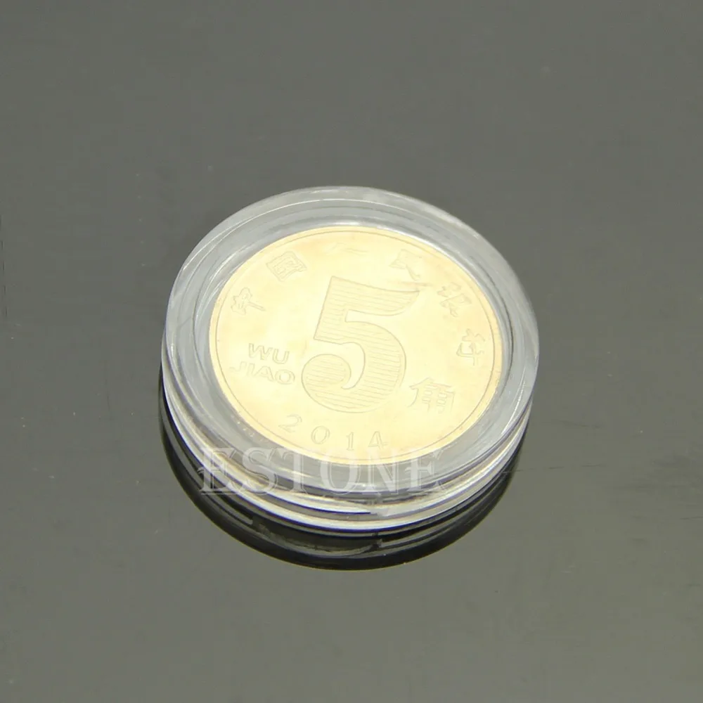

10 PCS Applied Clear Round Cases Coin Storage Capsules Holder Round Plastic 21mm