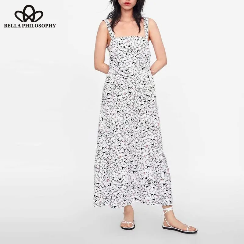 Summer Sexy Backless Long Maxi Dress Vintage Print Floral Female Boho Dress Casual Holiday Lady Beach Dress Wonder Store