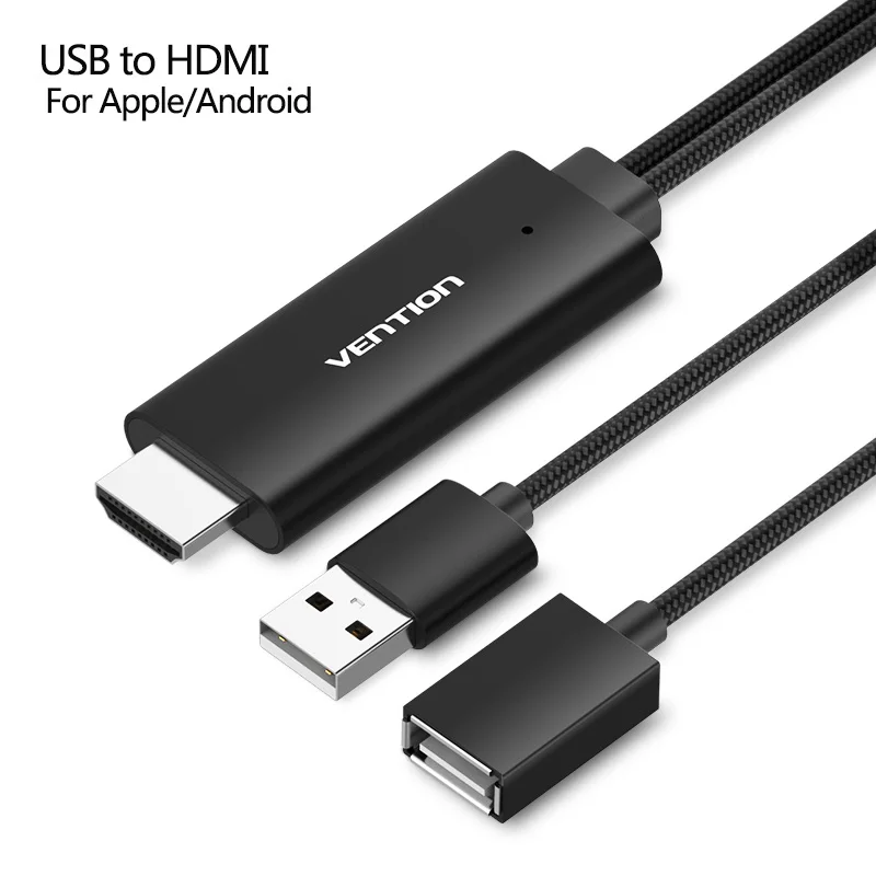 Vention HDMI кабель USB к HDMI конвертер кабель для iPhone 8 Pin к HDMI цифровой av-кабель для iPhone 7 6S Android Поддержка HDTV 2 - Цвет: CEK BLACA