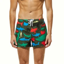 Новые летние мужские пляжные шорты мужские печати быстросохнущие Большой размер трусы отпуск стволы серфинговые шорты