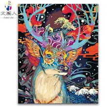 Фортуна картина маслом с оленем по номерам абстрактные животные цифры картина пакет на холсте Рисунок абстракция живопись для взрослых