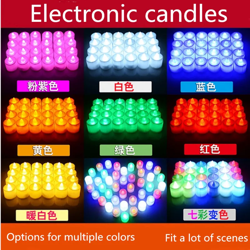 

24Pcs/Lot Electronic Candle Romantic LED Candle Light Noctilucan Toy Glowing Candle Birthday Proposal Creative Layout Best Gift