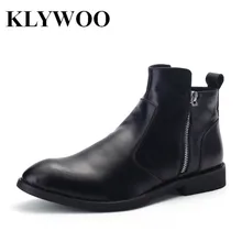 KLYWOO New Martin Boots For Men Autumn Winter Leather Ankle Boots Men Fashion British Cowboy Boots Casual Men Shoes Comfortable
