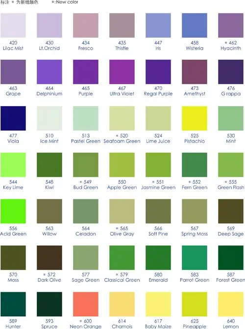 Satin Ice Color Chart