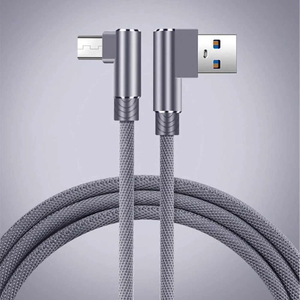 USB Данные Micro USB Тип C прочный для быстрой зарядки и передачи данных кабель под прямым углом для samsung Xiaomi