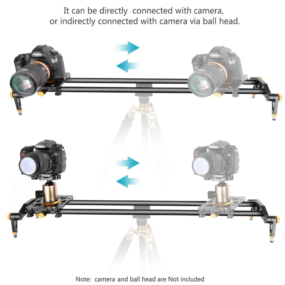  Neewer Carbon Fiber Camera Track Slider Video Stabilizer Rail with 6 Bearings for Canon/Nikon/Penta