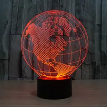 Novelty 7 Colors change Creative 3D World Map Acrylic Visual Light LED Lamp Decoration Lamps Bedroom
