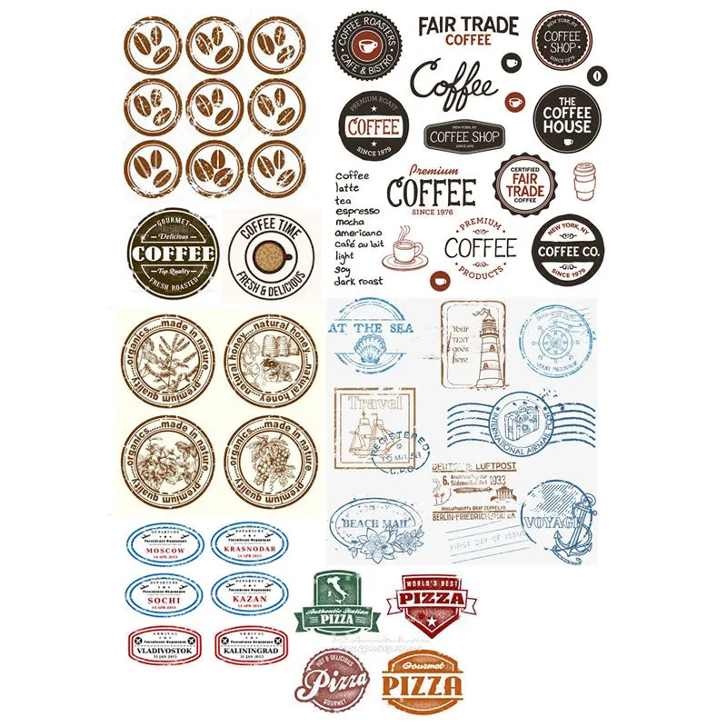 

2 pcs/lot Coffee Postmark Decoration DIY Uncut Paper Sticker Pack Bullet Journal Stickers Scrapbooking Cute School Supplies
