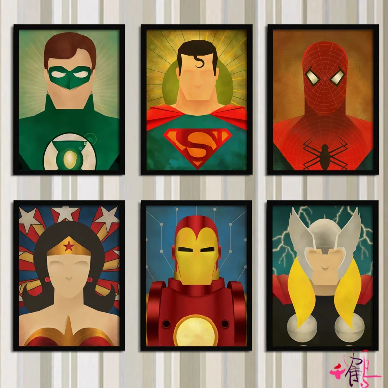 

Super hero decorative painting modern minimalist living room study combination painting bedroom restaurant wall painting