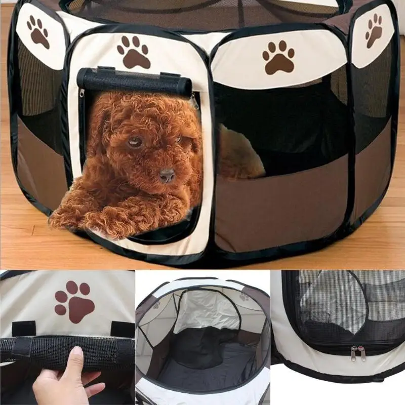 Портативный складной для домашних животных клетка для собак палатка дом щенок собаки открытый питомник забор питомник восьмиугольный забор простой в эксплуатации на открытом воздухе