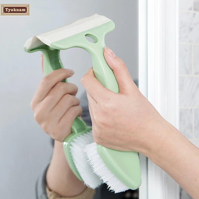 Double Head Cleaning Brush Window Glass Care Wiper Ceramic Tile Scrape Tool Kitchen Bathroom