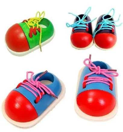 

1 random educational toy for children's children's wooden toys, children's lace shoes, early education Montessori teaching aids