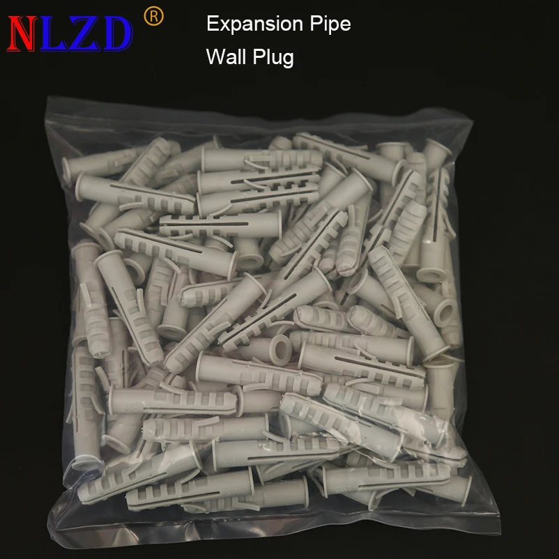 100pcs Plastic expansion pipe M10*50mm M12*60mm rubber plug plastic