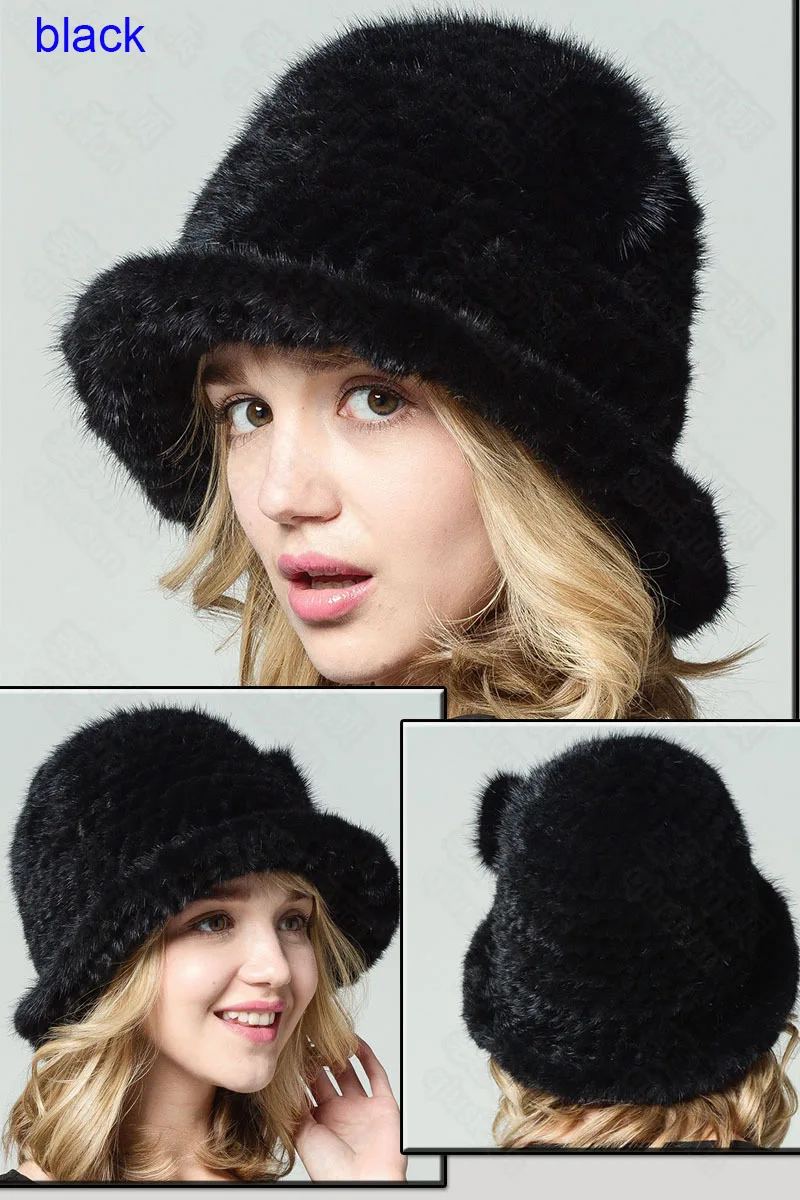 mink fur hat black 1