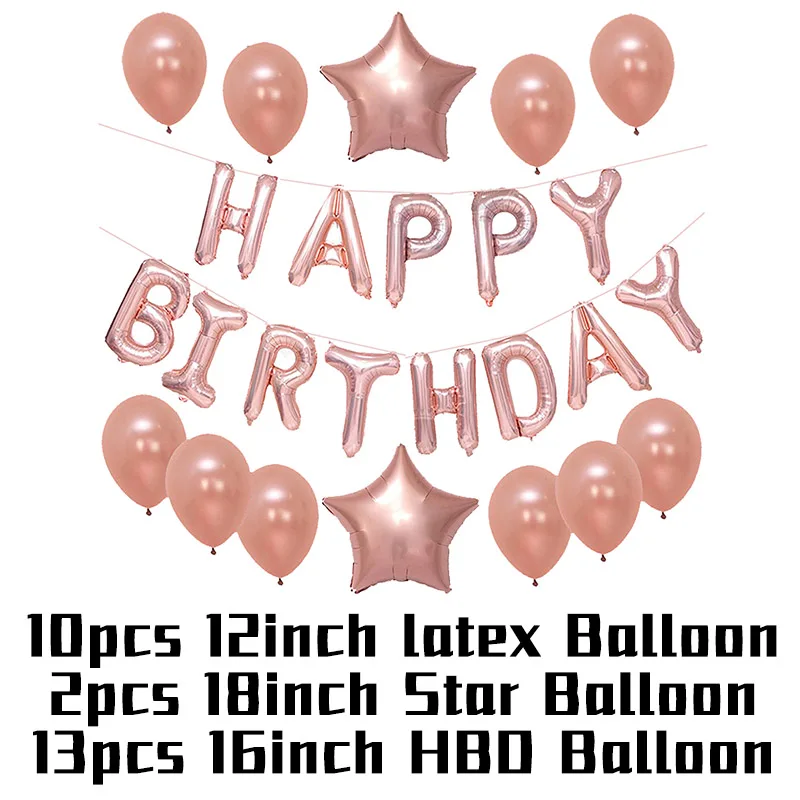 JOY-ENLIFE 1 комплект 30th 40th 50th на день рождения воздушные шары шар цвета розового золота День рождения украшения для взрослых принадлежности для юбилейной вечеринки - Цвет: Birthday Set 1