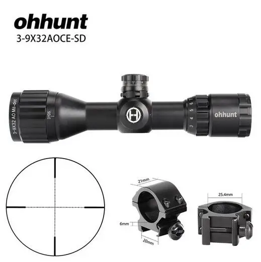 Ohhunt охотничья оптика 3-9x32 AO Compact 1/2 половина Mil точка сетка оптические прицелы башенки Блокировка с солнцезащитным козырьком тактический прицел