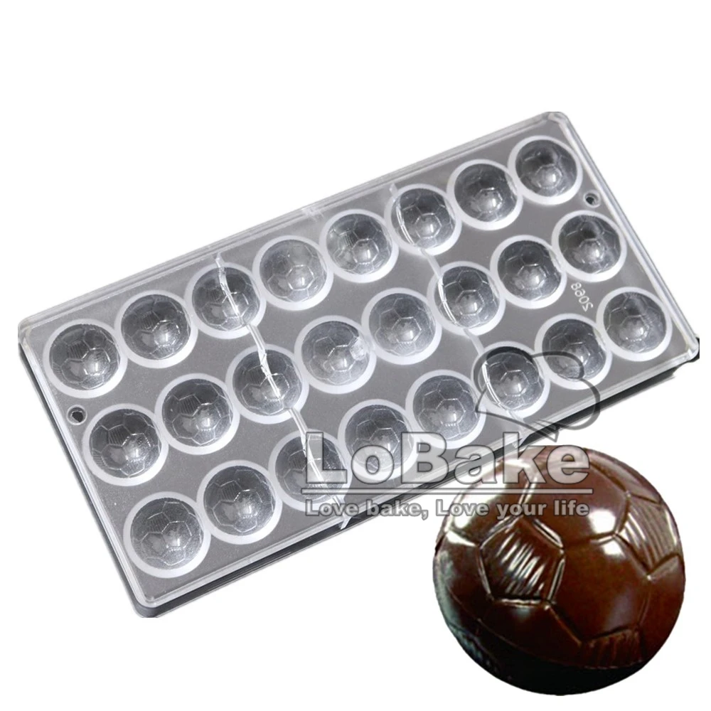 

24 cavities durable unique designs football shape PC Polycarbonate chocolate mould candy cookie mold for baking accessories