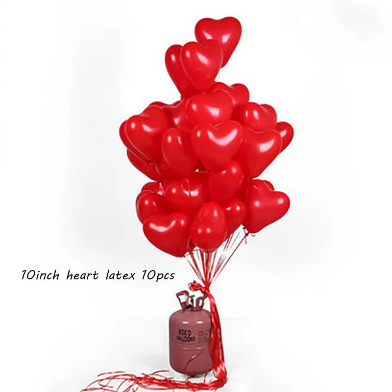 9 шт./компл. Свадебные «любящее сердце» Фольга воздушные шары с днем День рождения украшения гелиевый воздушный шар на свадьбу ко Дню Святого Валентина вечерние Декор - Цвет: 10pcs red latex
