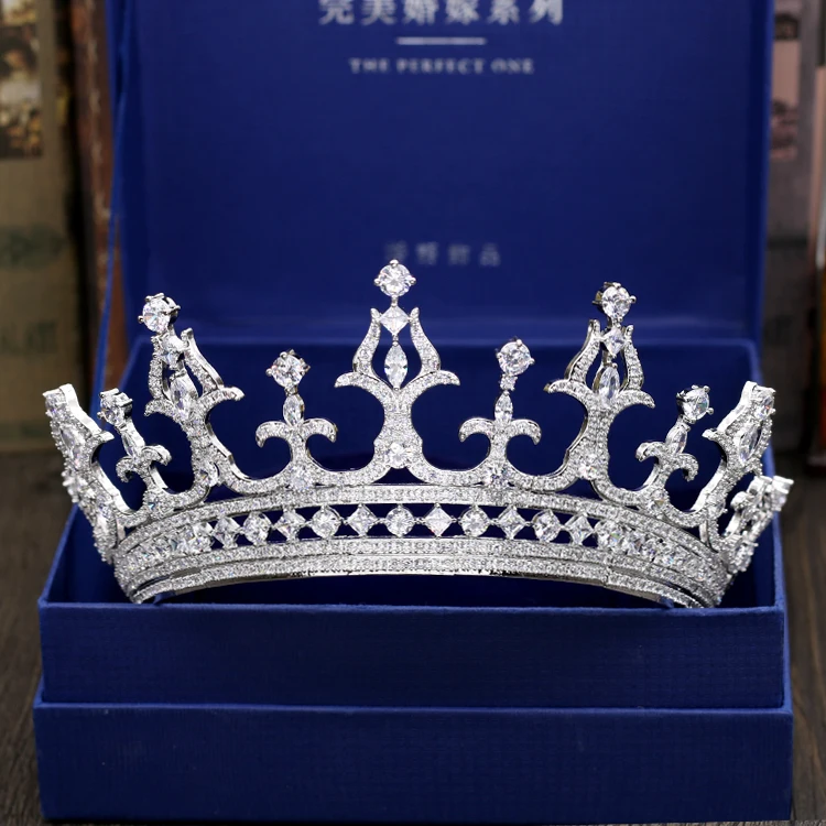 Fashion font b luxurious b font crystal CZ zircon Princess crown font b wedding b font