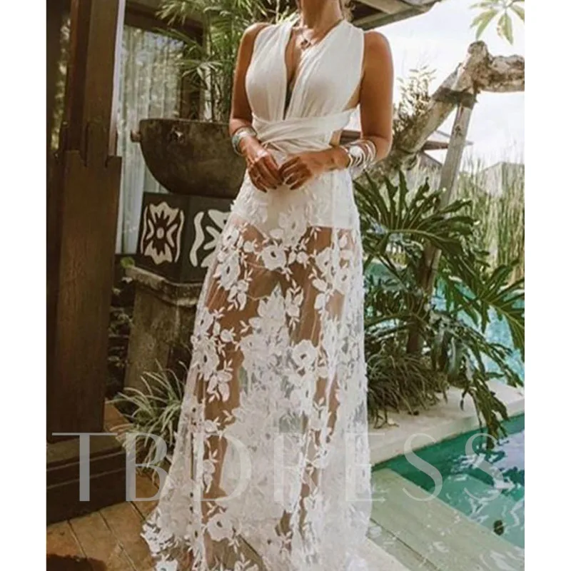 Boho Maxi Dress Beach Lounge Deep V Neck /& Back 4 Colors Size 6-16