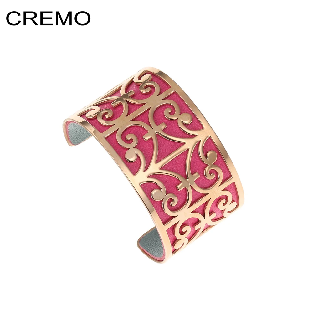

Cremo Aries Rose Gold Bracelets Bangles Stainless Steel Bracelets Manchette Femme Jewelry Cuff Interchangeable Leather Bangle