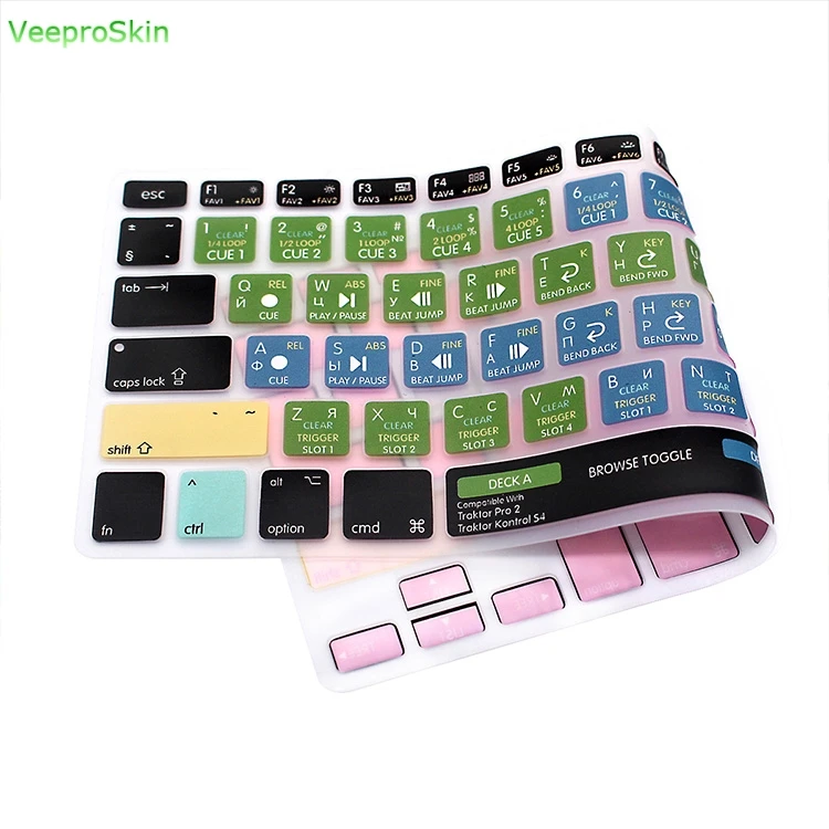 Traktor Pro 2/Kontrol S4 Per Macbook Air Pro Retina 13 "15" Scorciatoie Hot Key Tastiera Del Silicone Pelle Della Copertura Della Pelle